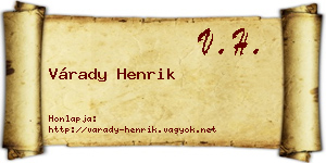 Várady Henrik névjegykártya