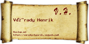 Várady Henrik névjegykártya